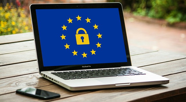 GDPR (General Data Protection Regulations) logo showing on a laptop screen