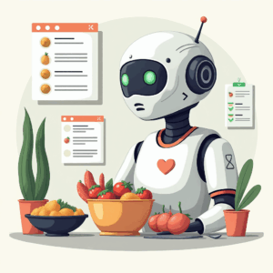 n8n AI Agent - picture showing a futuristic AI agent with some recipes